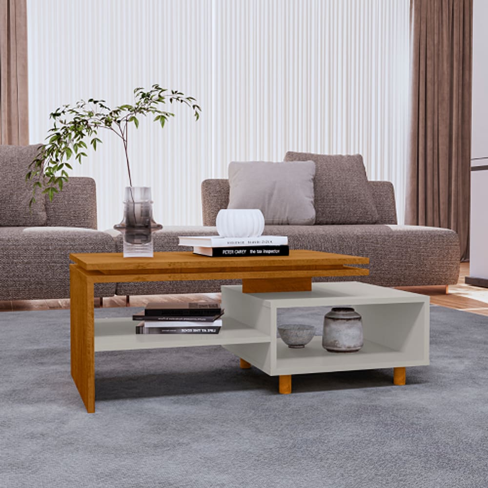 Mesa De Centro Lima Naturalle/Off White - Bechara Móveis