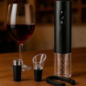 Abridor De Vinho Automático Preto Design Premium