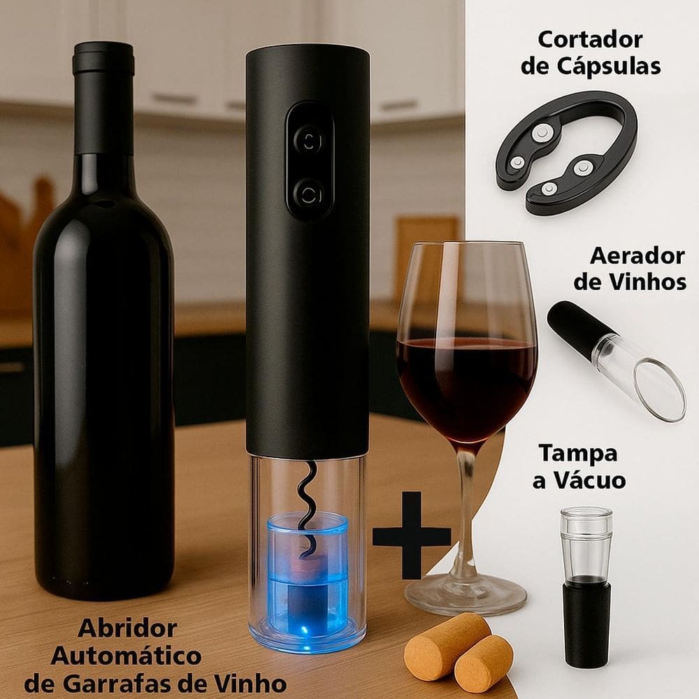 Abridor De Vinho Elétrico Simples Rápido E Seguro