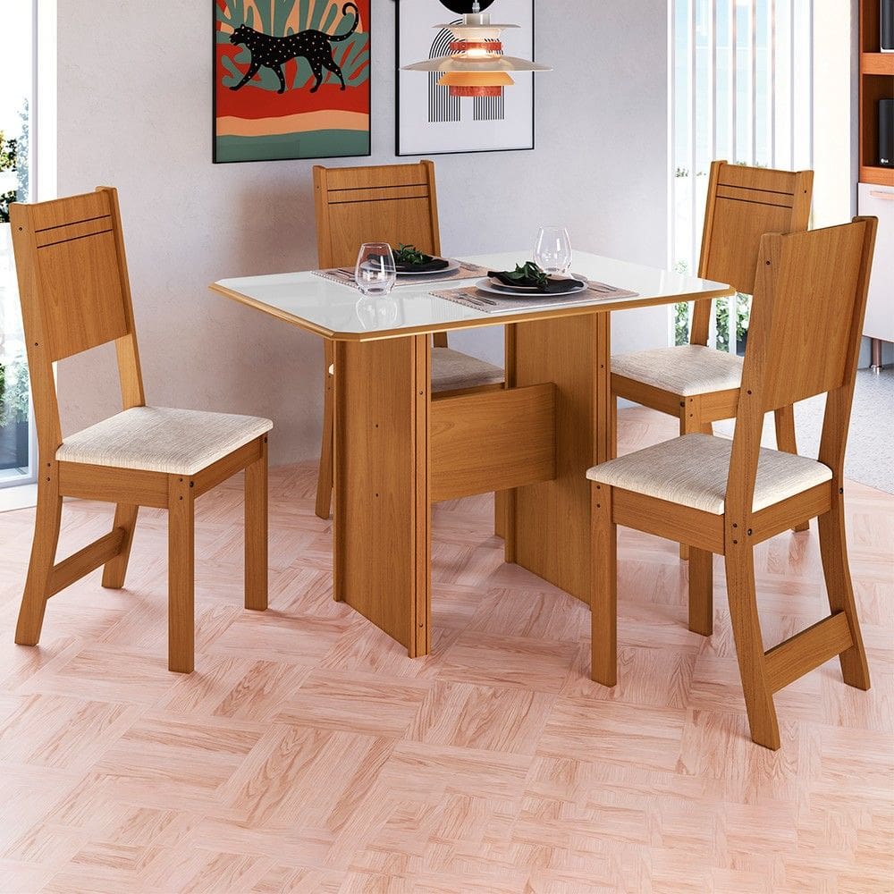 Mesa de Jantar 4 Lugares Tóquio Freijó/Off White - Pnr Móveis