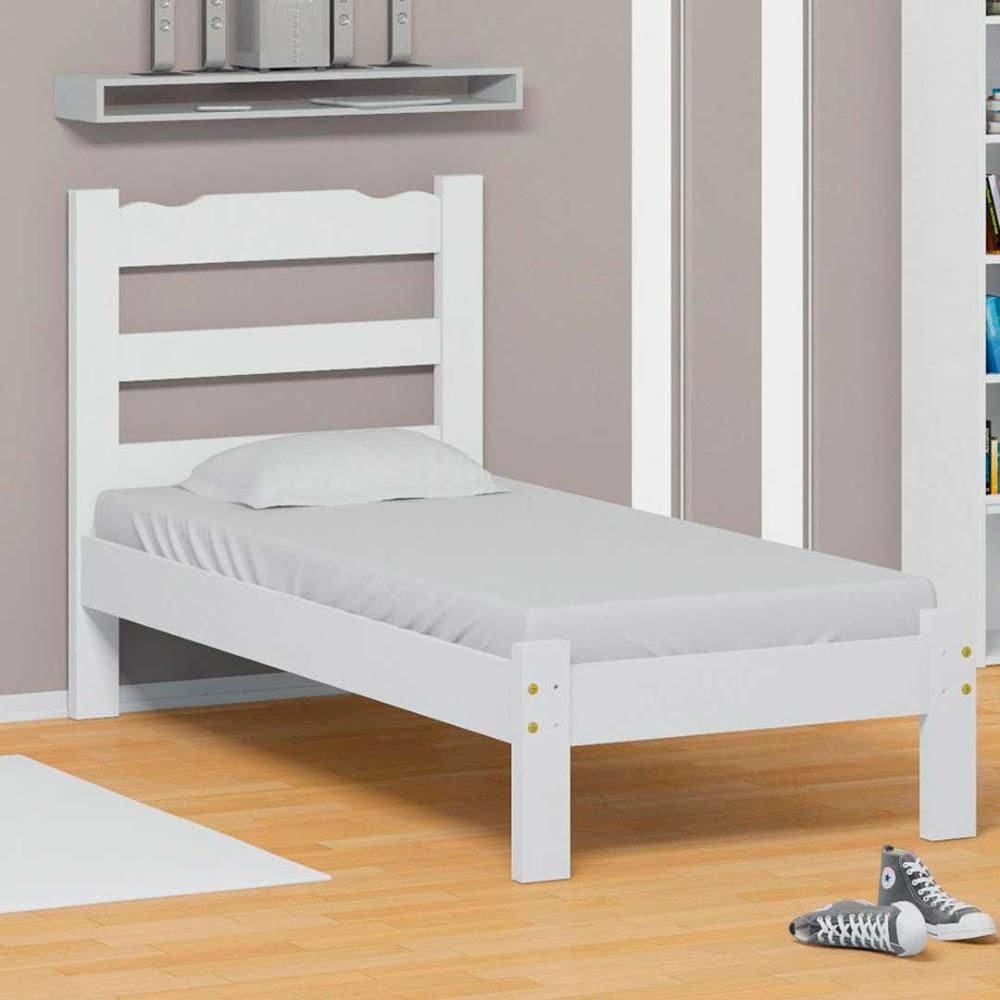 Cama Solteiro Com Colchão Castor 100% Madeira Maciça Shop JM