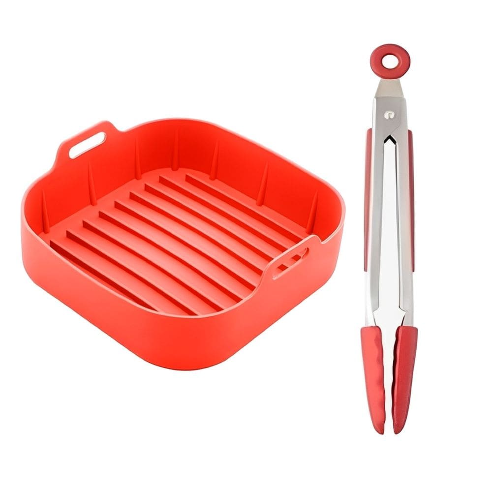 Kit Forma Quadrada De Silicone Para Air Fryer Com Pegador