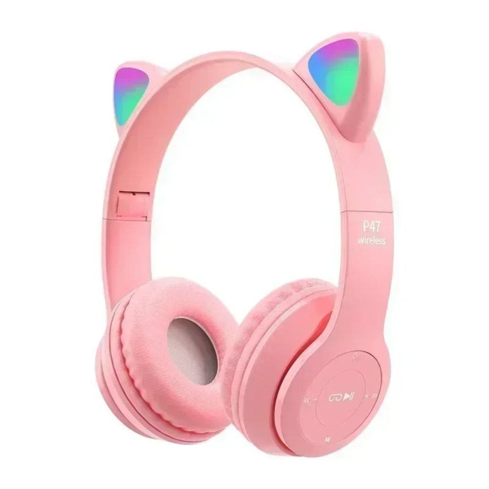 Fone de Ouvido Gamer Alynic Bluetooth Sem Fio LED Rosa
