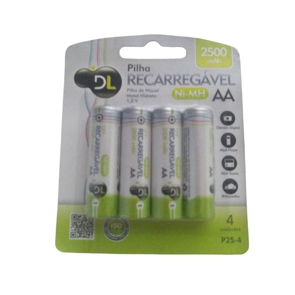 Pilha Recarregável AA 2500mAh - 4 Un