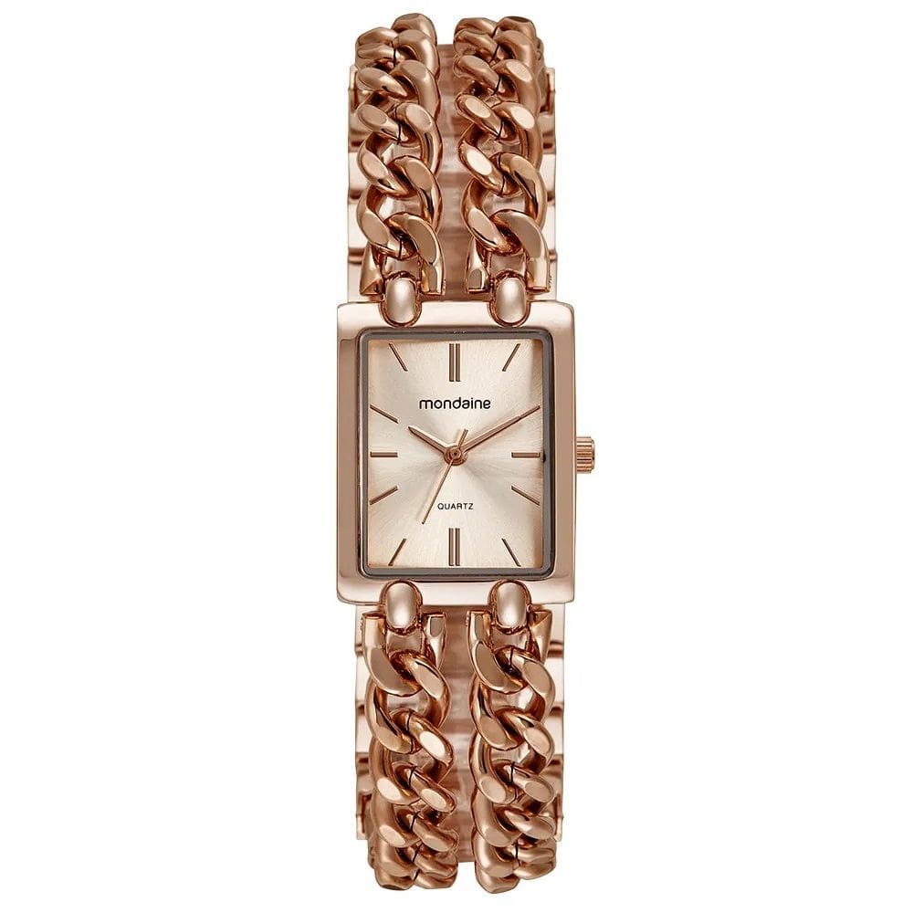 Relógio Mondaine Feminino Quadrado Corrente Rosé: Elegância e Estilo para Seus Pulsos 32593LPMVRM4