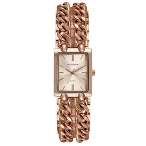 Relógio  Mondaine Feminino Quadrado Corrente Rosé: Elegância e Estilo para Seus Pulsos  32593LPMVRM4