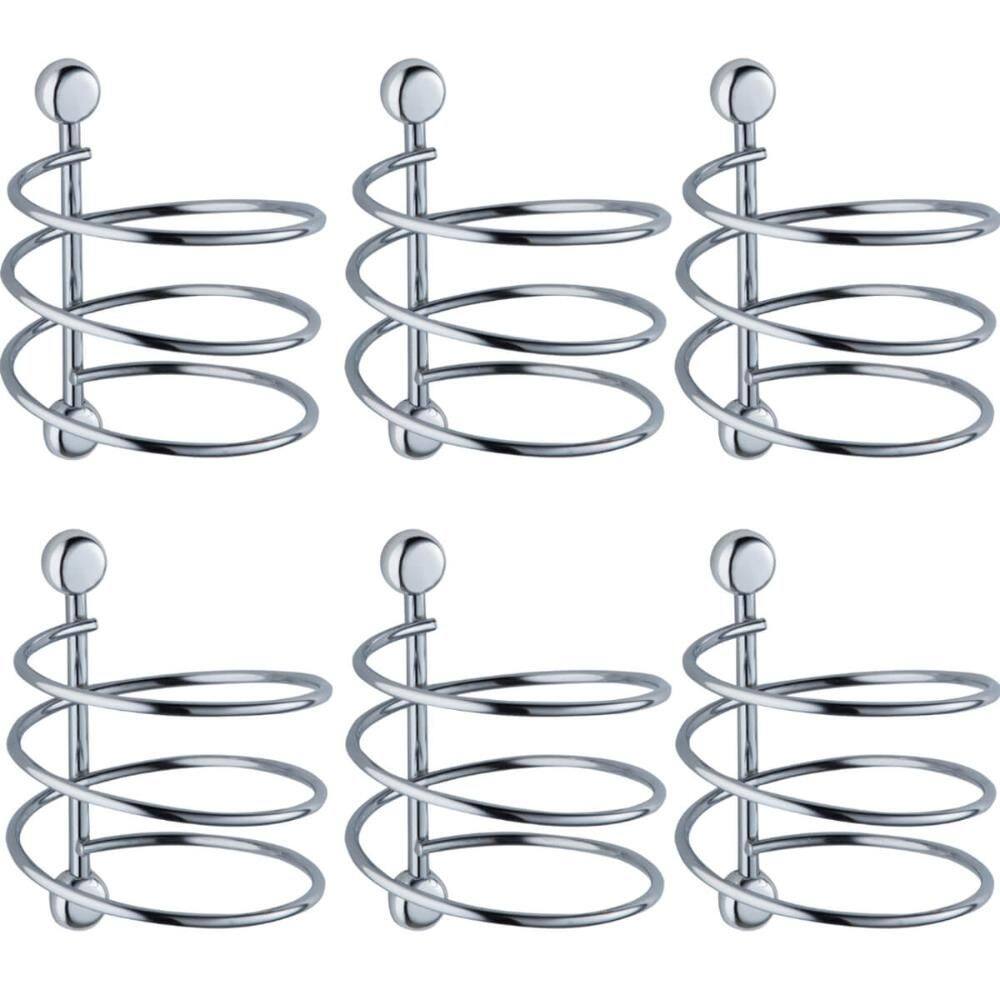 Kit 6 Portas Secador de Cabelo Cromado Espiral Suporte Parede Salão Schmitt