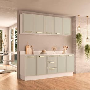 Cozinha Completa 4 Peças 224,5cm X 200cm Amara Branco/Verde Oliva