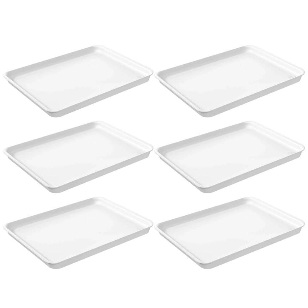 Kit 6 Bandejas Plásticas para Servir Brancas Restaurante Fast Food Lanchonete Uno Coza