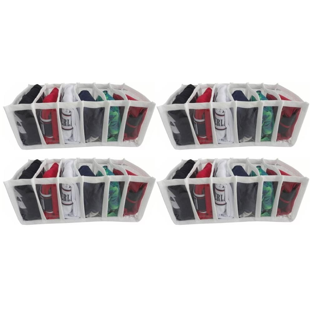 Kit 4 Colmeias Organizadoras Cuecas 6 Divisórias Cada TNT Branco Plástico Transparente