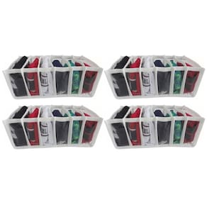 Kit 4 Colmeias Organizadoras Cuecas 6 Divisórias Cada TNT Branco Plástico Transparente