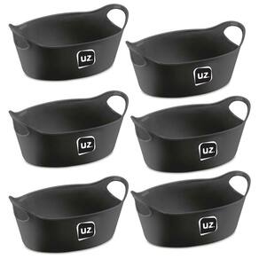 Kit 6 Cestos para Servir Preto 20,8x9cm Porções Batata Frita Petiscos Bar Lanchonete Uz