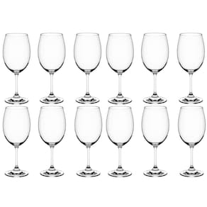 Conjunto 12 Taças de Vinho Tinto 450ml Cristal Titânio Haus Mesa Jantar