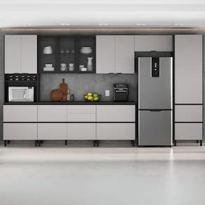 Cozinha Completa Itatiaia Lumina 410cm em Madeira MDF Grafite/Fendi