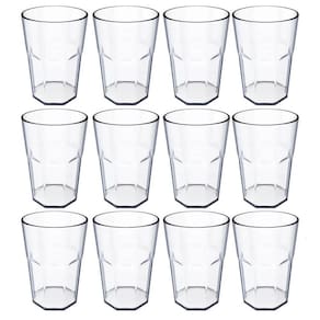 Jogo 12 Copos Plástico 400ml Natural Servir Água Suco Drinks Ou Refeitório Lanche Escolar