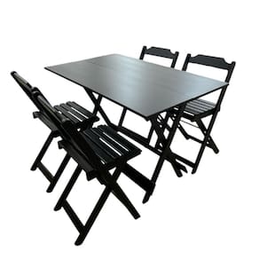Conjunto Mesa Dobrável 1,20m com Tampo em MDF Ultra Plus e 4 Cadeiras Dobráveis