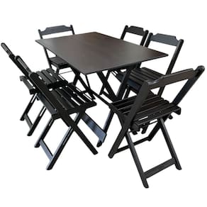 Conjunto Mesa Dobrável 1,20m com Tampo em MDF Ultra Plus e 6 Cadeiras Dobráveis