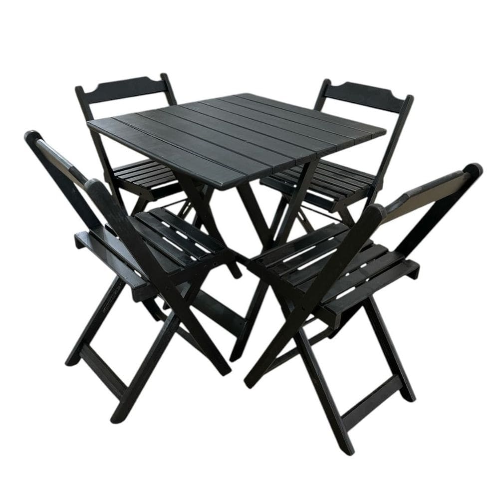 Conjunto Mesa e 4 Cadeiras Dobráveis em Madeira