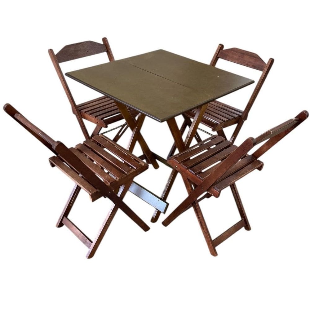 Conjunto Mesa Dobrável com Tampo em MDF Ultra Plus e 4 Cadeiras Dobráveis