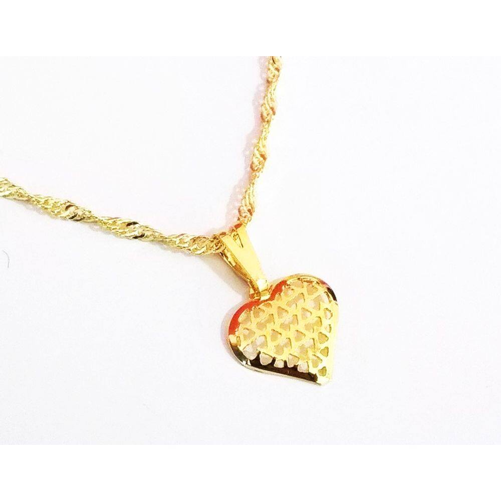 Gargantilha Colar Coração Amor Folheado A Ouro 18k