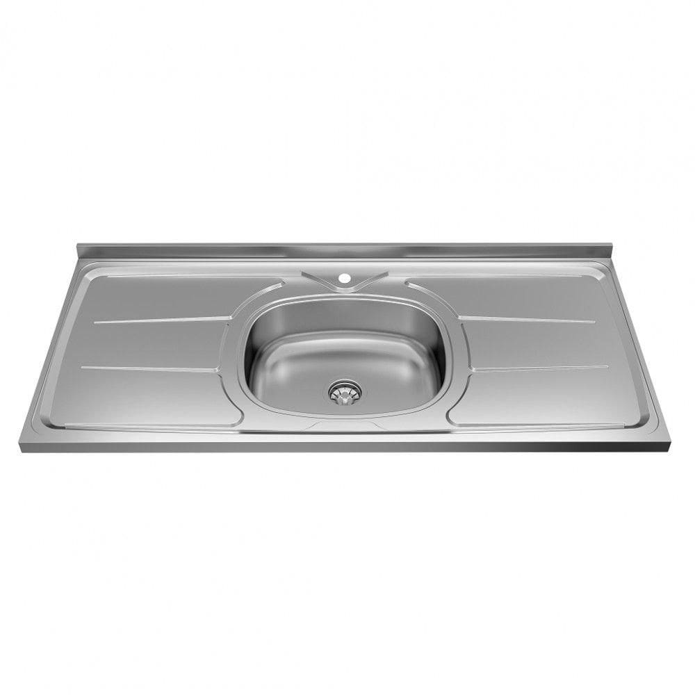 Pia De Cozinha Bali 1,20m Inox Com Válvula Ghelplus Cinza