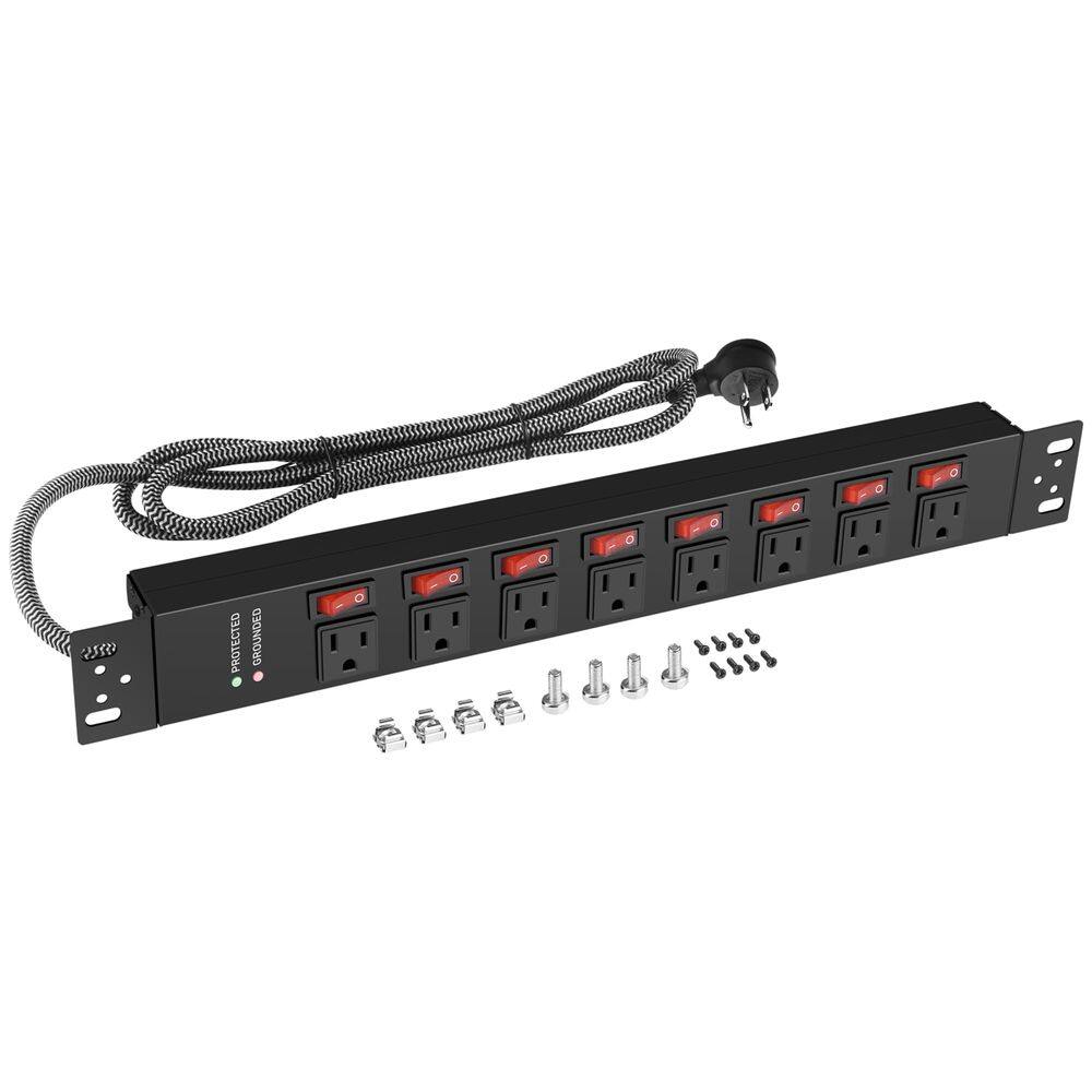 Protetor de sobretensão de saída Power Strip Jgstkcity 8 para montagem em rack