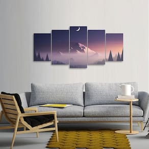 Quadro decorativo Natureza Minimalista Mosaico 5 Peças