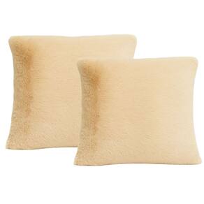 Jogo 2 Almofadas Decorativa Roma Bege Felpudo Com Enchimento 42x42cm - Jolitex