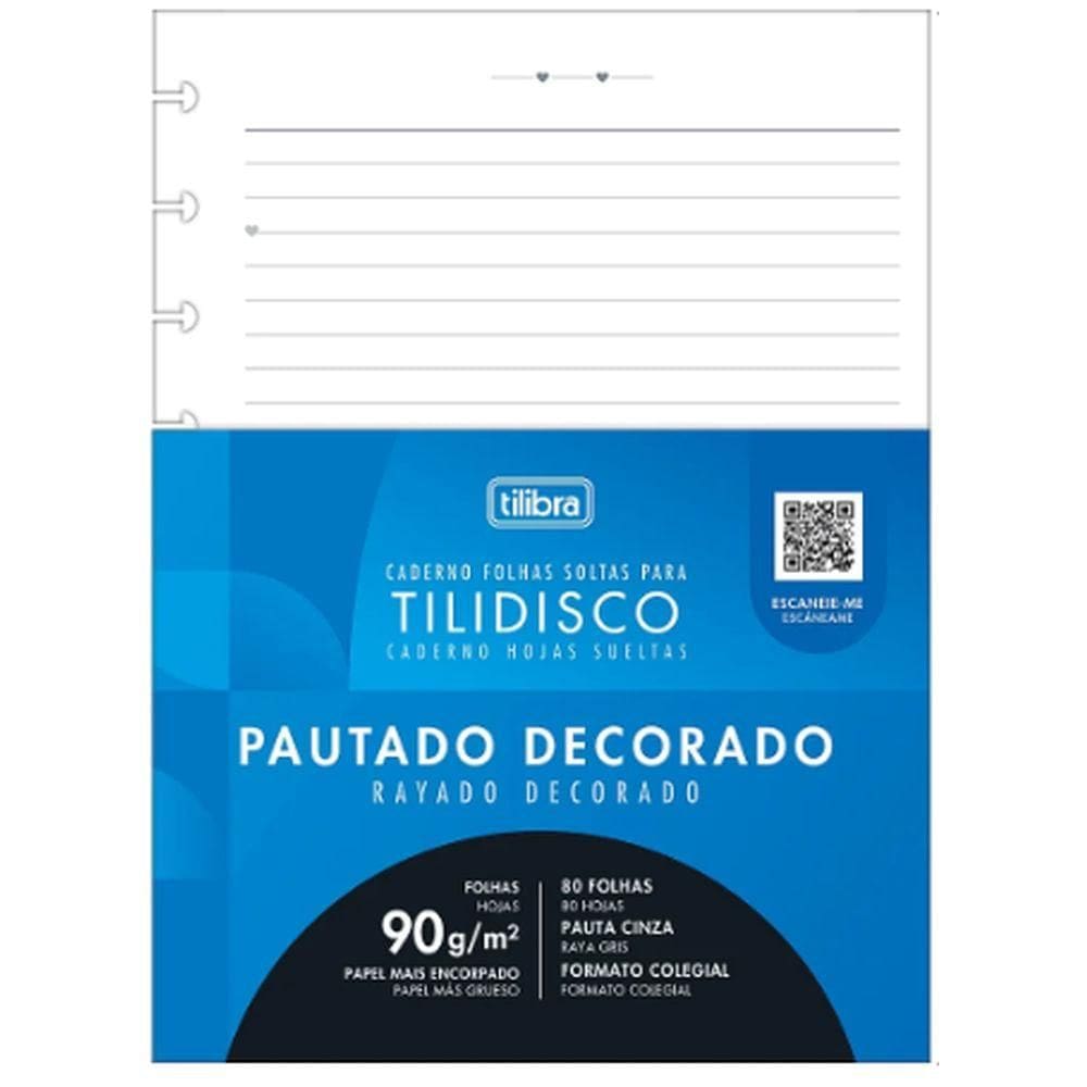 Refil Tilidisco Colegial Decorada 80FLS 341835 - Tilibra