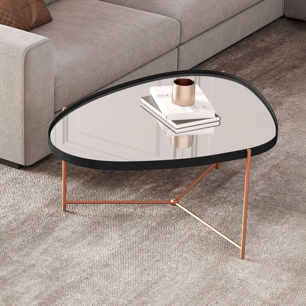 Mesa de Centro Orgânica Alamanda com Espelho Preto/Bronze - Jb Bechara