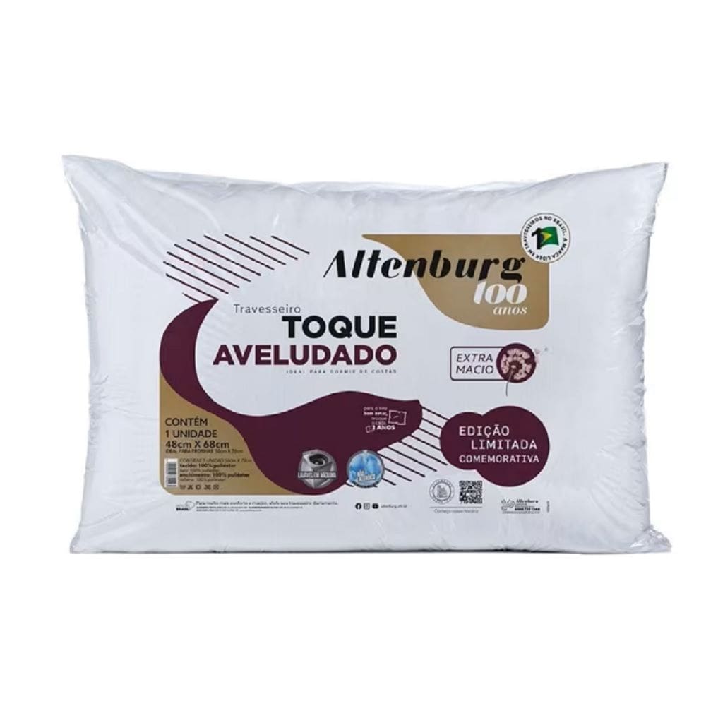 Travesseiro Toque Aveludado Extra Macio 48cm x 68cm Altenburg
