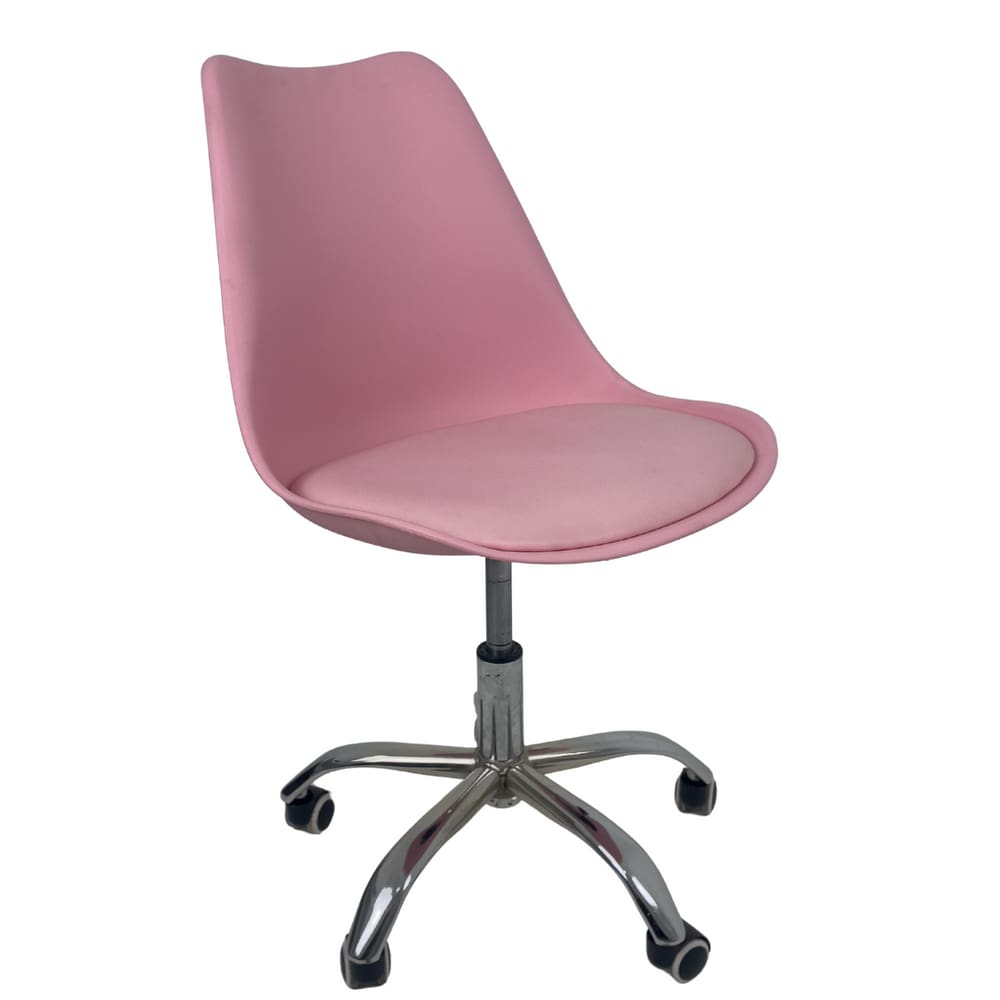 Cadeira Office Base Cromada Com Rodizio Giratória Saarinen