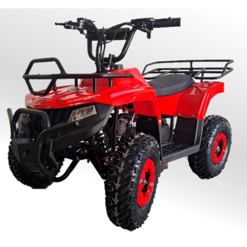 Quadriciclo 49cc Mini Touro Vermelho Automático Partida Elétrica Farol Gasolina com Óleo 2 Tempos BARZI MOTORS