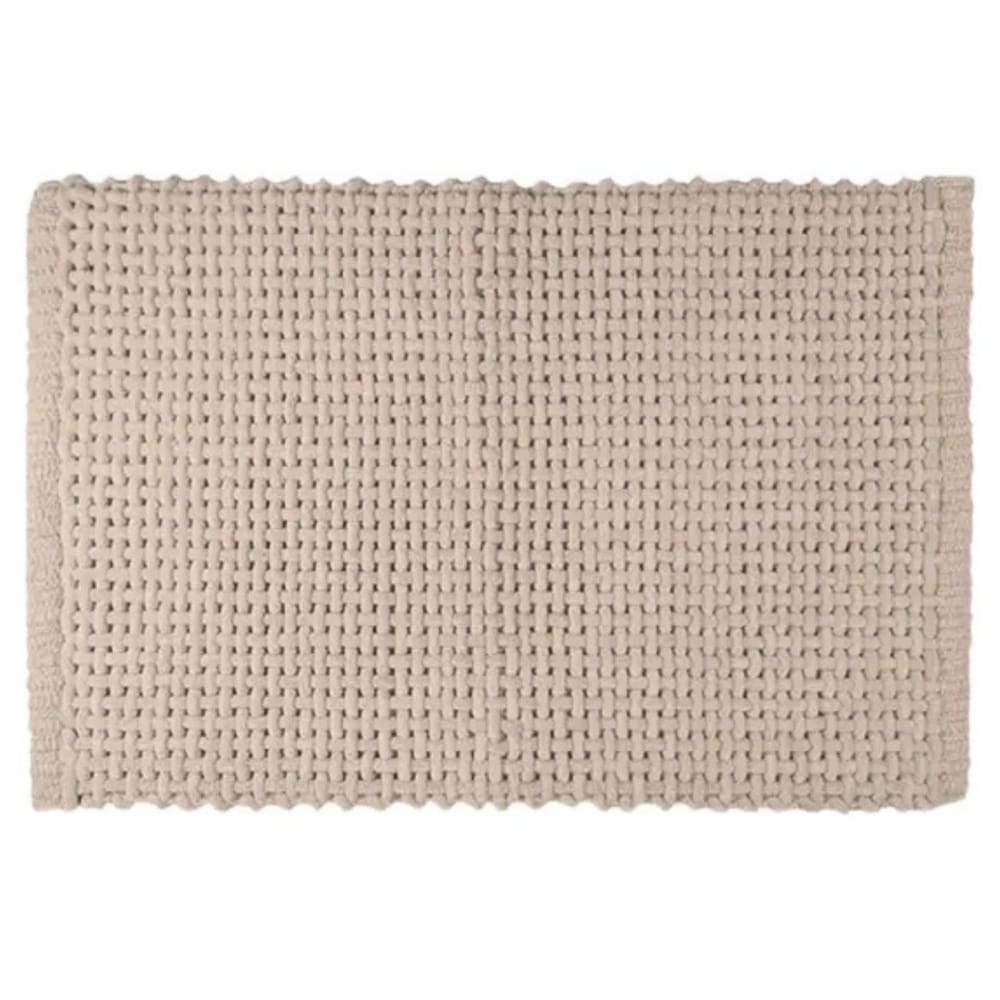 Passadeira Retangular Antiderrapante Treccia 100x60cm Auguri Casa Bege