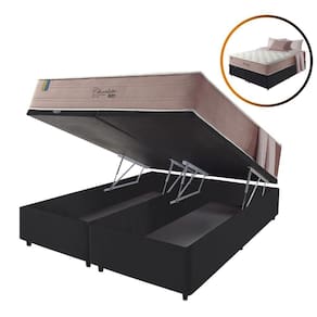 Cama Box Baú King Preto + Colchão Molas Charlotte Gel 193cm