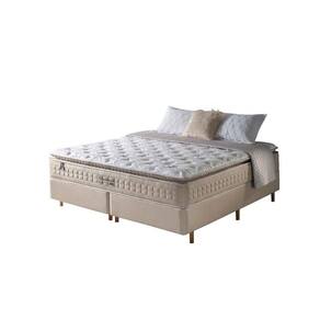 Cama Box King + Colchão Molas Ensacadas Cincinnati 193x203 Bege
