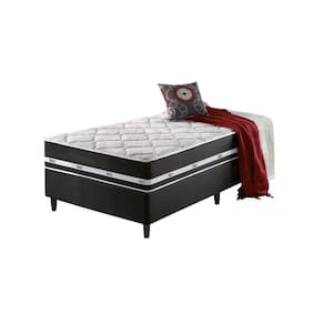 Cama Box Solteiro + Colchão Molas Ensacadas Los Angeles Preto