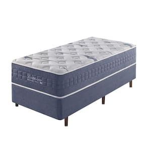 Cama Box Solteiro King + Colchão Molas Ensacadas California Linho Azul
