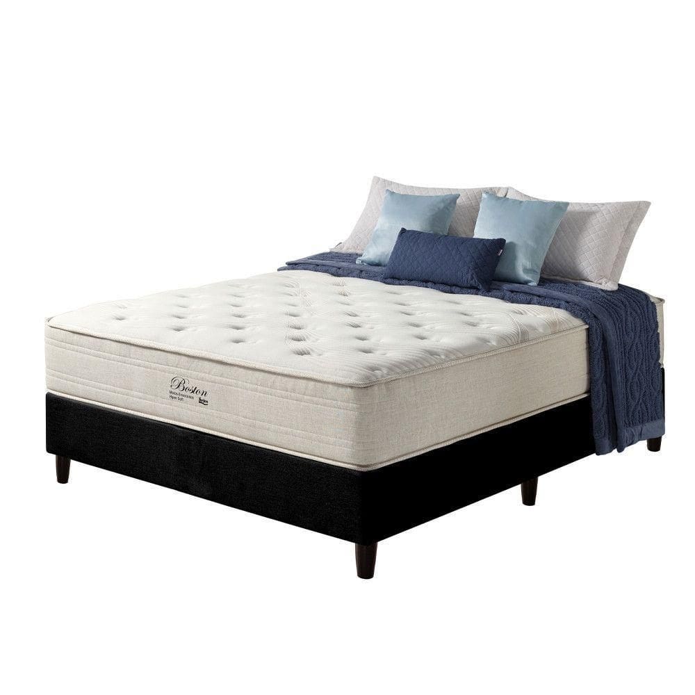 Cama Box Casal Preto + Colchão Molas Ensacadas Boston 138cm