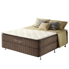 Conjunto Cama Box Casal Molas Ensacadas Pillow Top San Diego Marrom