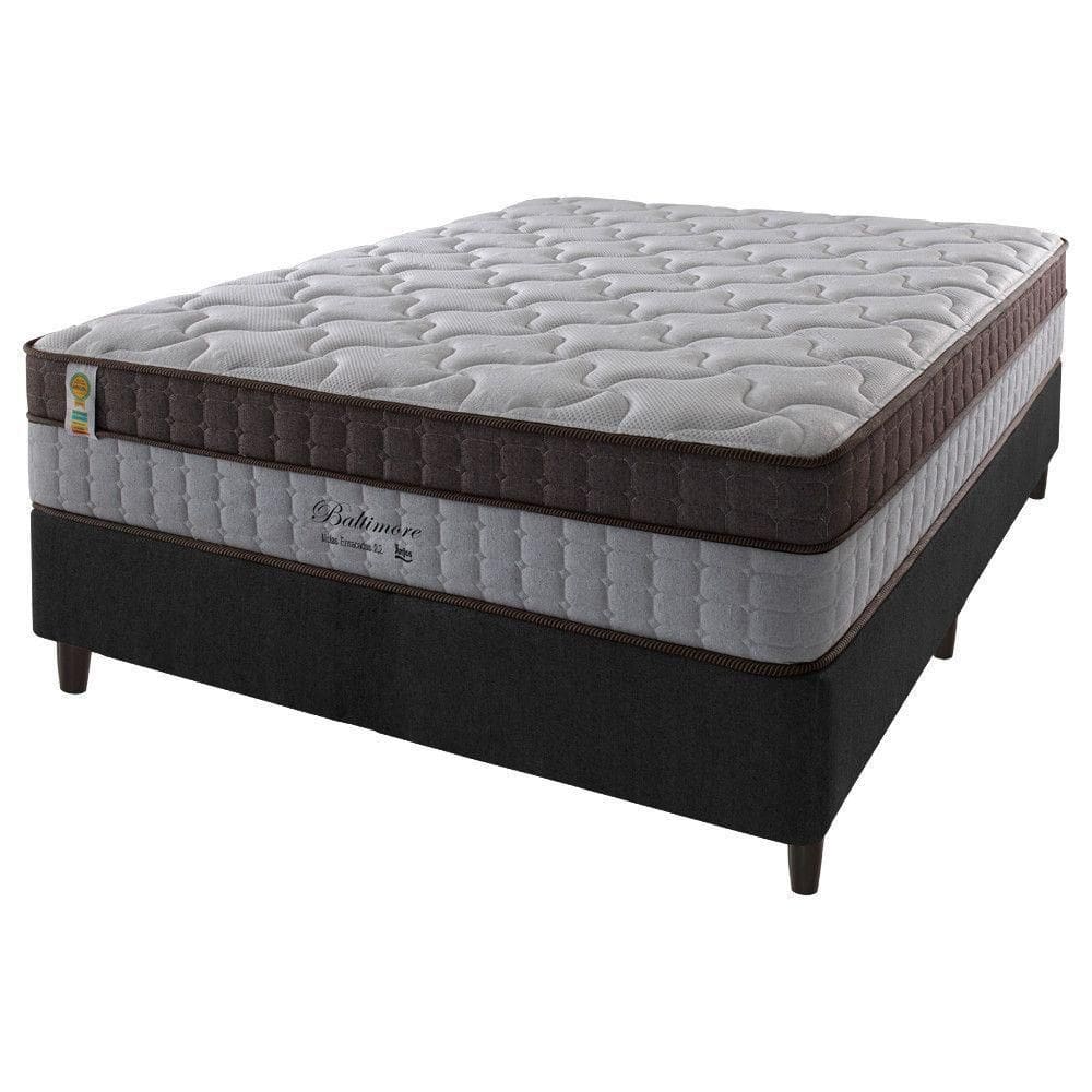 Cama Box Preto + Colchão Casal Molas Ensacadas Baltimore 138