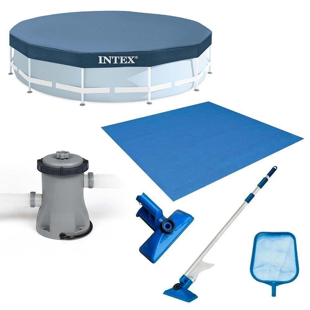Kit Filtro 1.250 Litros-hora 110v + Capa 305 Estrutural + Forro + Kit Limpeza Intex