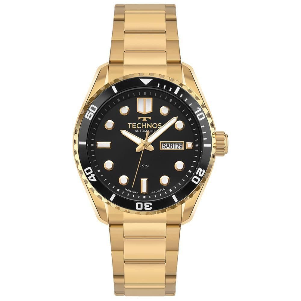 Relógio Technos Masculino Automático Dourado - 8205oz/1p Relógio Technos Masculino Acqua Dourado - 8205oz/1p