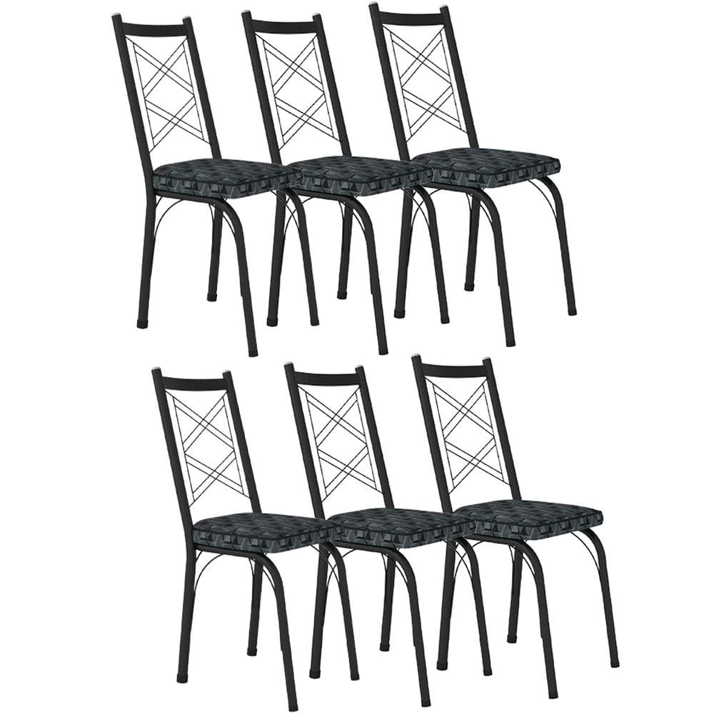 Kit 6 Cadeiras Aço Carbono Tubular Metálica Acabamento Fosco D-28 Julia
