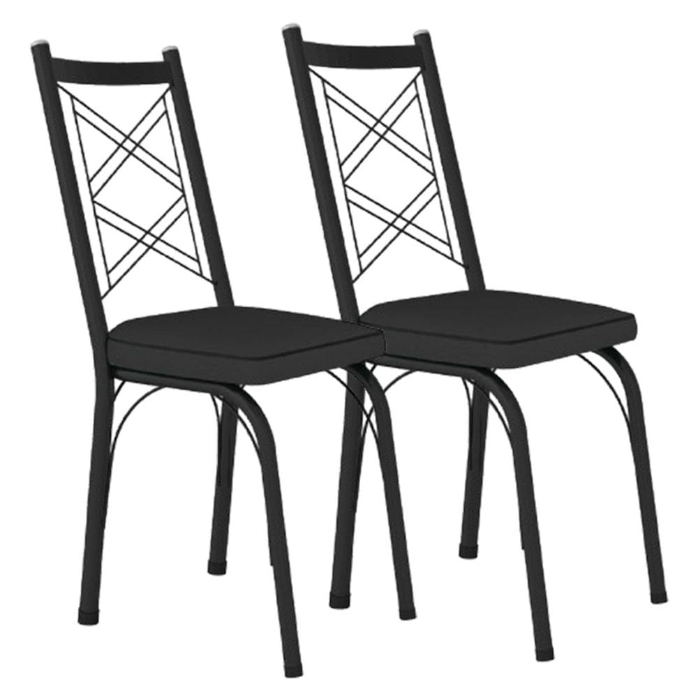 Kit 2 Cadeiras Aço Carbono Tubular Metálica Acabamento Fosco D-28 Julia