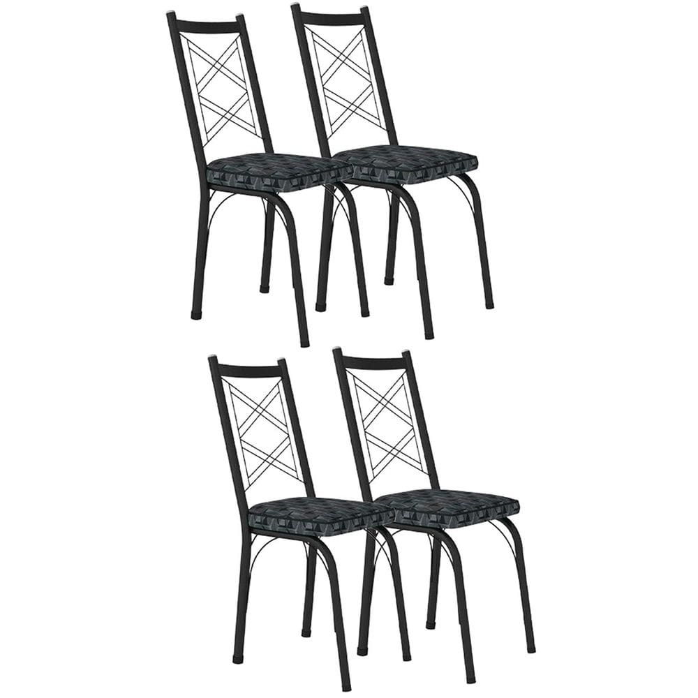 Kit 4 Cadeiras Aço Carbono Tubular Metálica Acabamento Fosco D-28 Julia