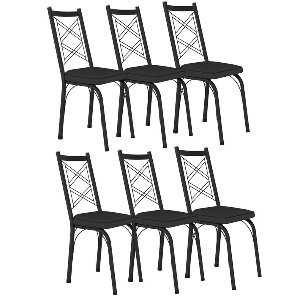 Kit 6 Cadeiras Aço Carbono Tubular Metálica Acabamento Fosco D-28 Julia