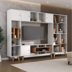 Estante Home para Tv até 65 Polegadas com 4 Portas Elegance Yescasa Branco/Nogal
