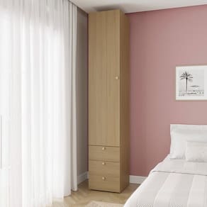 Guarda-roupa 2 Módulos 1 Porta e 3 Prateleiras 3 Gavetas Frame Cabecasa madeiramadeira Acácia