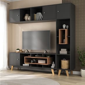 Estante Home para Tv até 65 Polegadas com 3 Portas Concept Yescasa Grafite